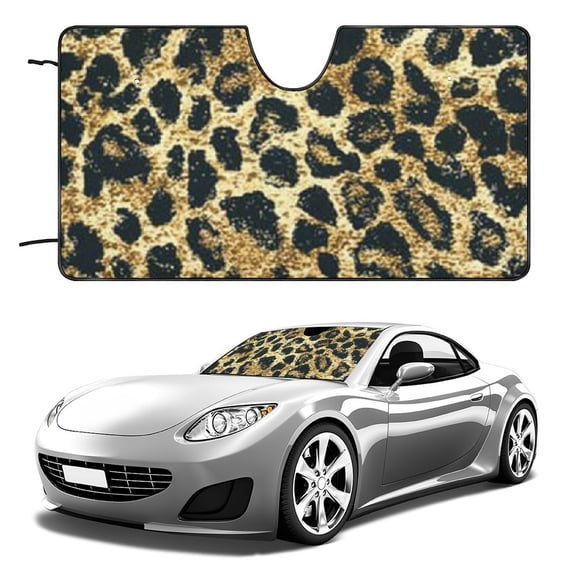 Qinduosi Car Window Shades Front Windshield Leopard Print Car Accessories Windshield Sun Shade Cute for Women Foldable Sun Visor Sunshade for Car Windshield,Universal Fit Trucks SUV Sedan 51x28in