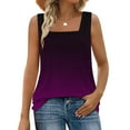 thumbnail image 3 of JTZGDY Ombre Tank Tops for Women Loose Fit Dressy Casual Tie Dye Gradient Color Print Summer Sleeveless Square Neck Tunic Blouse Trendy Flowy Beach Vacation T-Shirts A-Purple XXL, 3 of 7