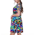 thumbnail image 2 of Balery Colorful Tie Dye Stained Glass 2 Vestidos sueltos de manga corta para mujer, vestidos de verano 2025, vestidos casuales de corte A con vuelo., 2 of 6