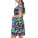 thumbnail image 2 of Balery Colorful Tie Dye Stained Glass 2 Vestidos sueltos de manga corta para mujer, vestidos de verano 2025, vestidos casuales de corte A con vuelo., 2 of 6
