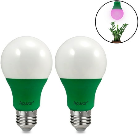 2 Acuvar A19 9W E26 LED Grow Light Bulbs Hydroponic Full Spectrum Enriched Ideal for Budding, Flowering & Vegetative (Best Spectrum For Vegetative Growth)