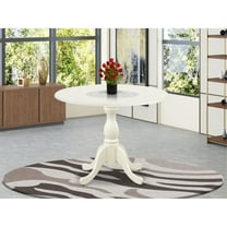 East West Furniture Kitchen Table Linen White Top and Linen White Pedestal Leg