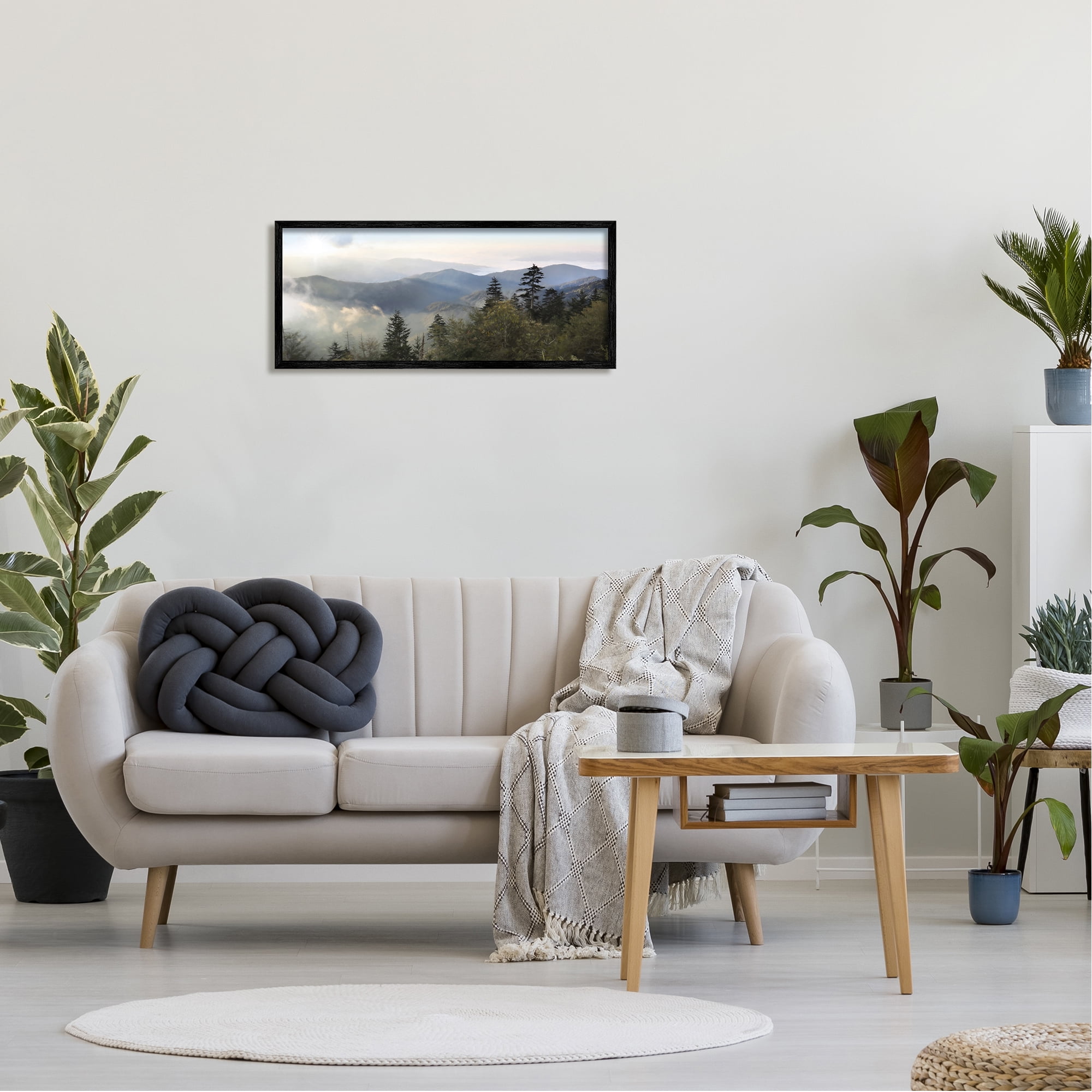 Stupell Panoramic Cloudy Mountainous Nature Landscape Photography Black Framed Art Print Wall Art