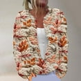 thumbnail image 2 of QATAINLAV Thanksgiving Knit Sweaters for Women Lightweight Button Down Open Front Cardigans Long Sleeve Outerwear Jacket, Khaki, XXXXXL, 2 of 6