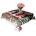 thumbnail image 2 of Black Christmas Table Cloth Waterproof Tablecloths, Gnomes Xmas Tree Poinsettia Eucalyptus Tablecloth Dining Table Cover for Kitchen Party Tabletop Outdoor, Square Tablecloth 60x60 Inch, 2 of 9