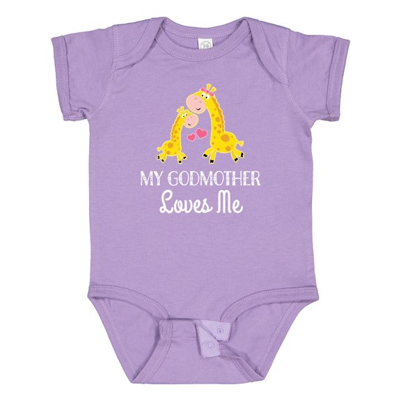 Inktastic My Godmother Loves Me Giraffe Boys or Girls Baby Bodysuit