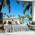 thumbnail image 2 of Prxcm Canvas Wall Mural Peel and Stick Large Wallpaper Beautiful Seaside Swimming Pool Wall Art Decor for Living Room Bathroom Self Adhesive and Removable 100in x 144in, 2 of 2