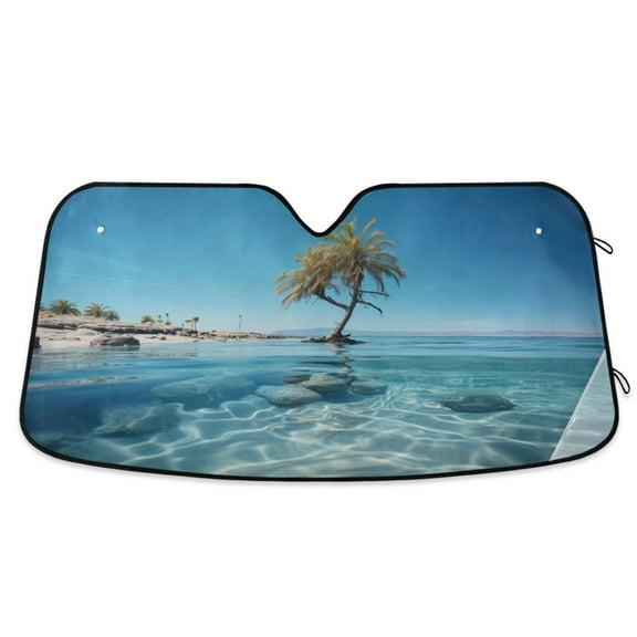 Tree on Sea Car Windshield Sun Shade Foldable Car Front Window Visor Heat and UV Protection 53x23.5