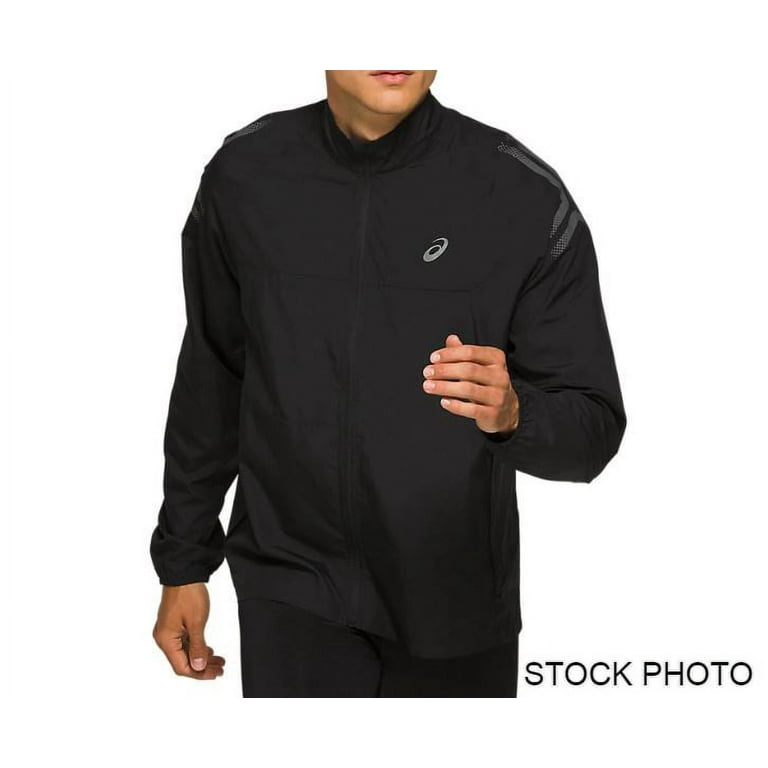 Black Reflective Stripe Running Windbreaker Jacket Mens Size-S
