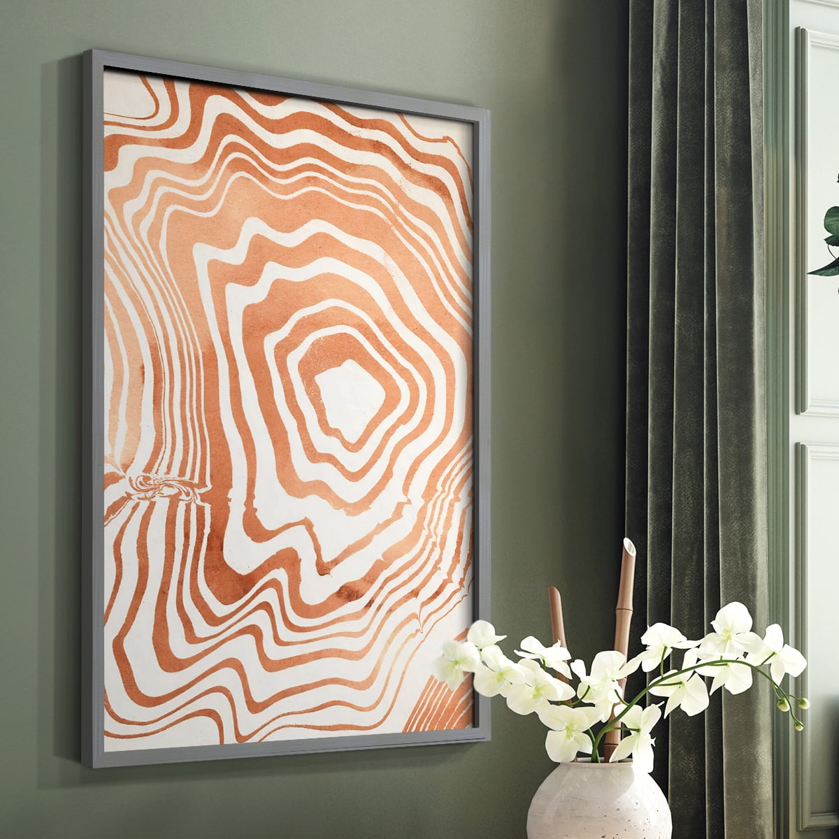 Wood Grain Suminagashi I Framed Print - Solid Wood in Single Picture Frame Solid Wood 2 Framed Print
