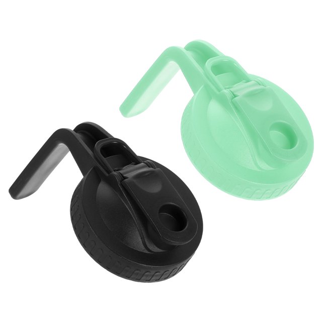Uxcell 2 Pack Mason Jar Pour Spout Lid, Mason Jar Lids Wide Mouth Airtight Flip Cap Lids with Handle for Drinking Salad Dressing and Food Storing, Black/Cyan