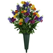 Sympathy Silks Artificial Flowers Purple Wildflower Cemetery Bouquet