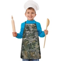 Snow Camo Tree Trunks Pattern Kids Aprons for Girls and Boys,Adjustable Neck Strap Toddler Aprons for Kids Cooking Baking