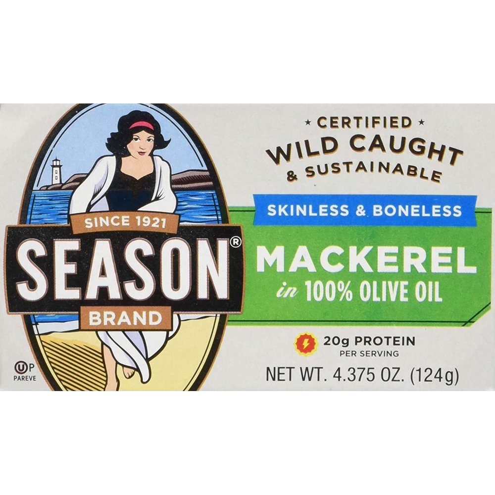 Season Fillets of Mackerel in Olive Oil, 4.375Ounce Tins (Pack of 12