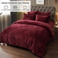 thumbnail image 4 of PHF Truly Velvet Comforter Set King Size, 5 Pieces Ultra Soft Luxury Warm Bedding Sets, Bedding Collection Including 1 Cozy Comforter, 2 Pillow Shams, 2 Euro Shams,  Wine  Red, 4 of 8