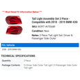 thumbnail image 2 of Tail Light Assembly Set 2 Piece - Compatible with 2018 - 2019 BMW 430i, 2 of 2