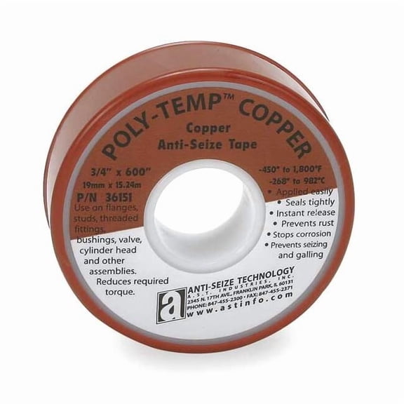 Anti-Seize Technology Anti-Seize Tape,3/4" W,Copper 36151