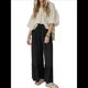 thumbnail image 1 of Pantalones Palazzo Holgados de Playa con Cintura Alta Elástica, Dobladillo con Volantes y Pierna para Mujer Negro XS, 1 of 7