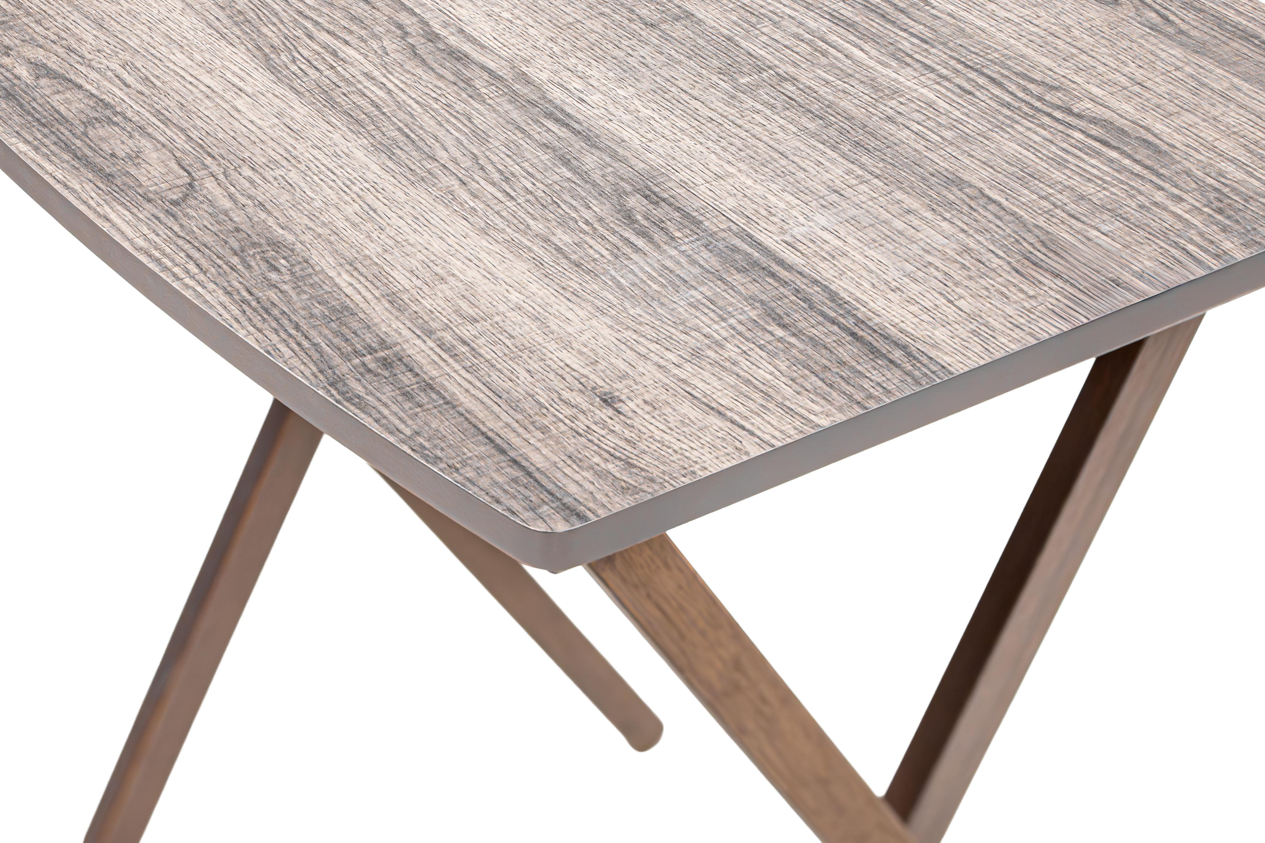MAINSTAYS MODERN INDOOR FOLDING XL OVERSIZED TRAY TABLE IN RUSTIC GRAY L23.5 X W18 X H26 INCHES.