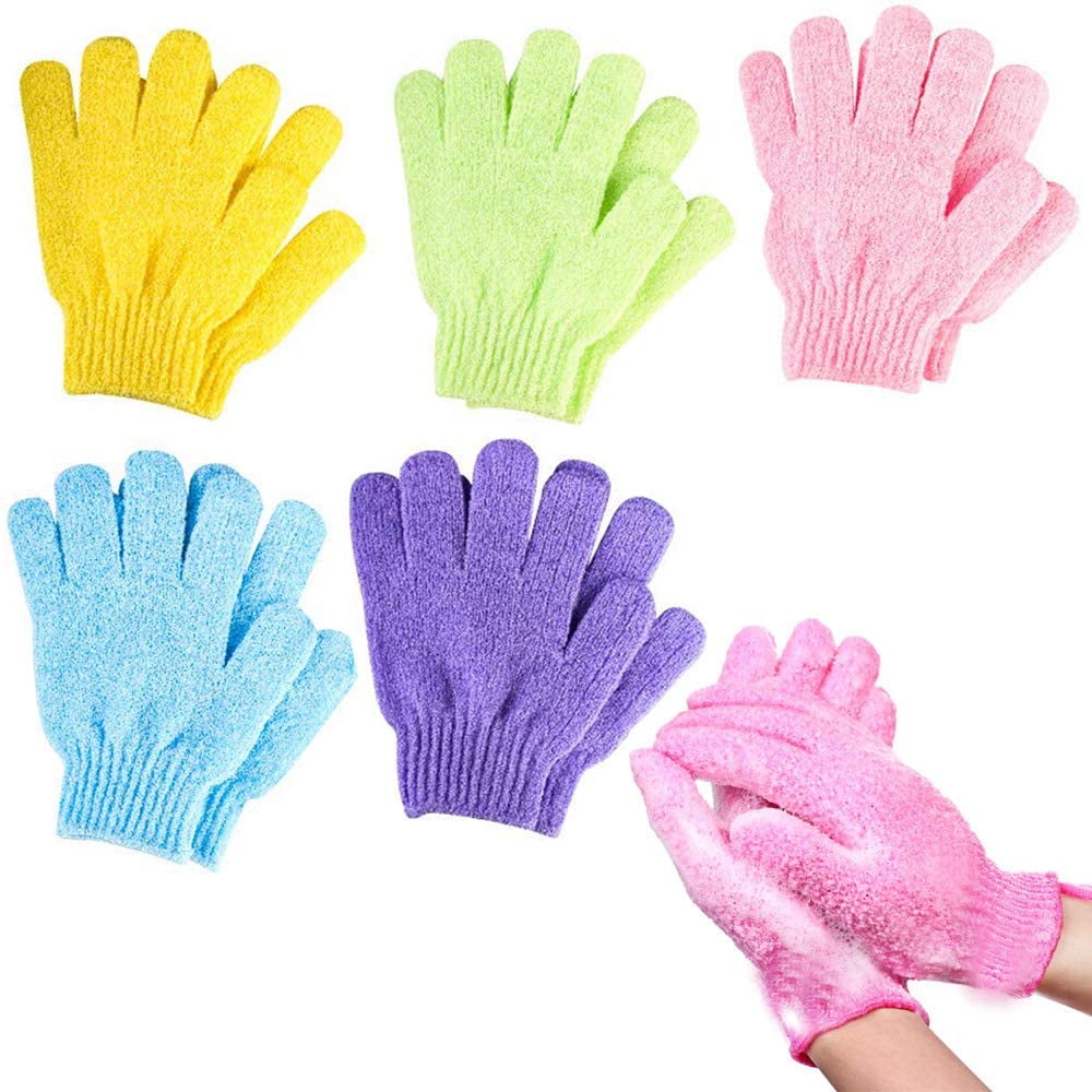 5 Pairs Exfoliating Gloves Shower Bath Gloves For Kids Men Women