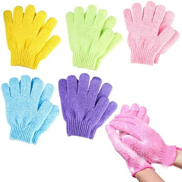5 Pairs Exfoliating Gloves, Exfoliating Bath Gloves, Double Sided Exfoliating Gloves, Shower Bath Gloves For Kids, Men, Women