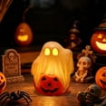 thumbnail image 5 of Hyknon Halloween LED Decor Light, Ghost Pumpkin Hanging Lamp, Skull Embossed Electronic Candle Light, Spooky Figurine Ambient Lamp, Battery Operated Table Hanging Ornament for Halloween Party ( A ), 5 of 7