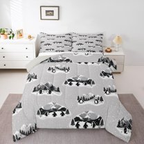 Homewish Kids Children Cartoon Penguin 3 Pieces Queen Comforter Set,Kawaii Animal Ultra Soft Bedding Sets,Cute Wildlife Bedding Comforter Set Breathable,Lightweight Room Decor,Reversible