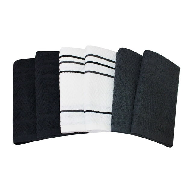 Lot de 6 torchons de cuisine Mainstays, 100 % coton, 40 x 66 cm, gris