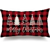 Christmas Pillow Covers 12x20 Inch Christmas Tree Merry Christmas Decorative Red Black Plaid Throw Pillows Winter Christmas Decor for Home Couch