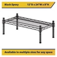 thumbnail image 2 of 12" x 24" x 8" Black Epoxy Wire Storage Shelf, Dunnage Rack, 1 Tier Small Shelf, 2 of 5