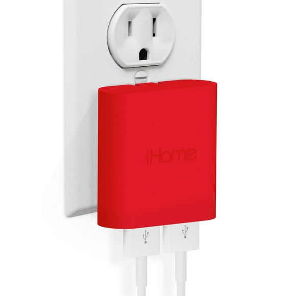 iHome 2 Port USB Wall Charger: AC Pro Multiport USB Charger, USB Plug Adapter & Phone Charging Block, Double USB Wall Plug, Flat 2 Port USB Charger & USB Wall Adapter