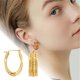 thumbnail image 2 of Pendientes de acero inoxidable en capas para mujer Pendientes geométricos de titanio dorado para mujer, 2 of 8