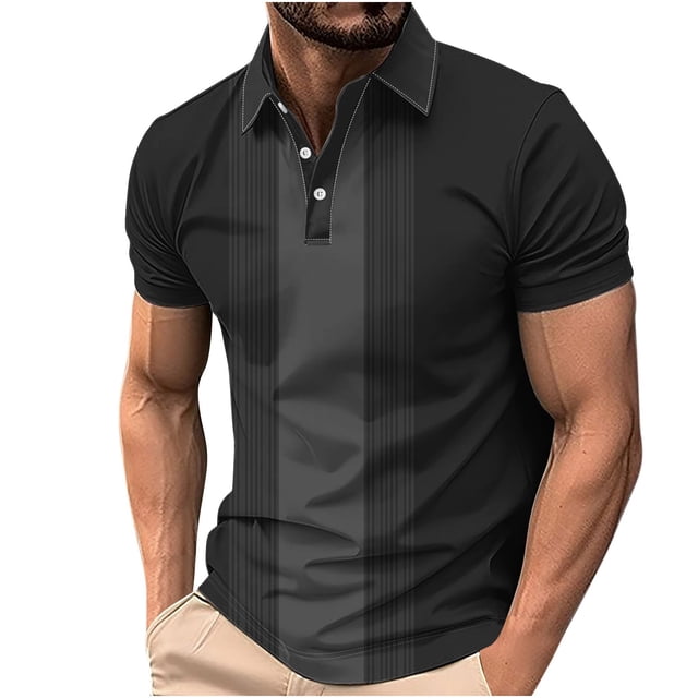 Camisas Casuales de los Hombres Impreso Cuello de Manga Corta, Deportivo Tenis de Negocios Poliéster Superior