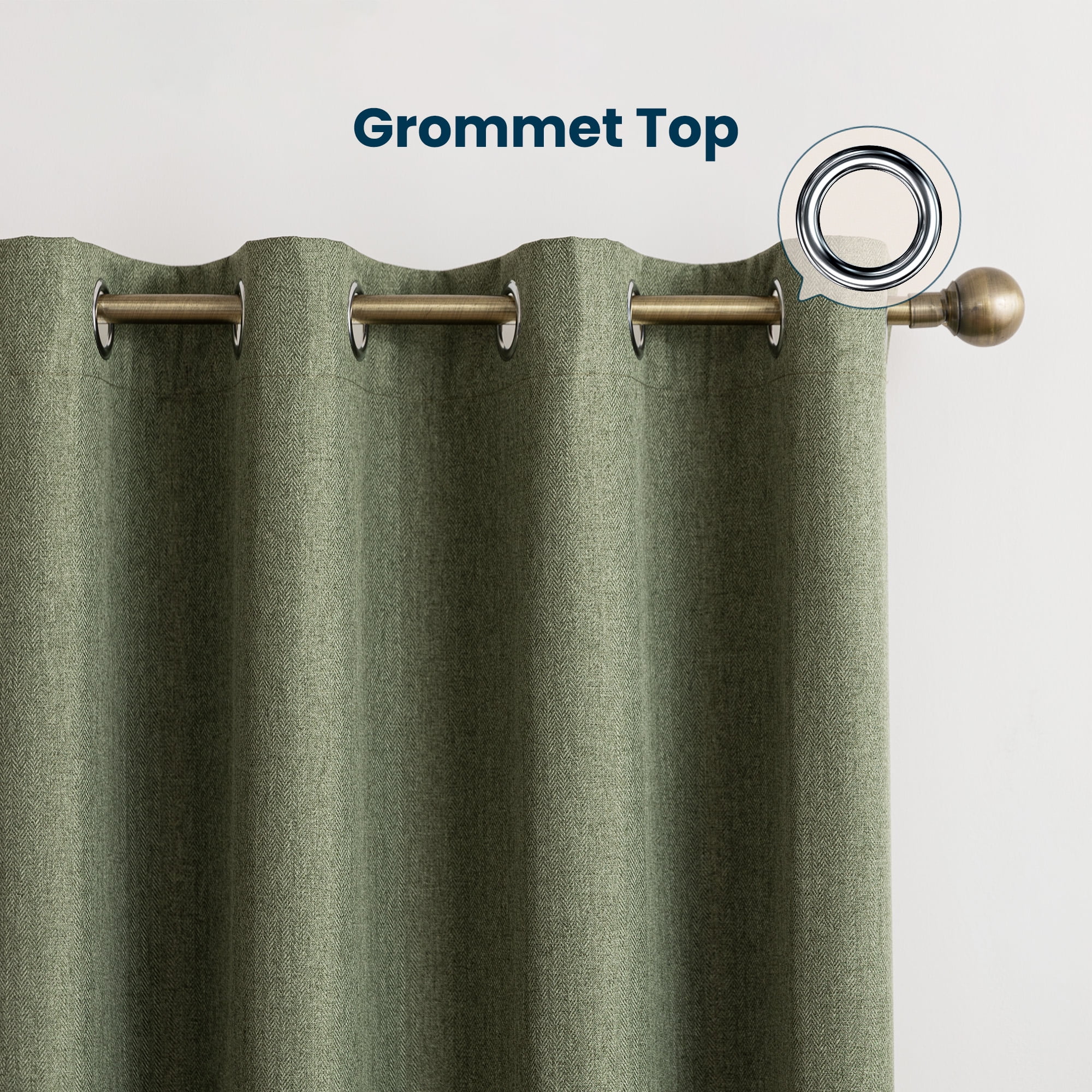 Sleep Zone Solid Herringbone Blackout Curtains Pack of 2, Drapes for Living Room, 42" x 95" Dark Green