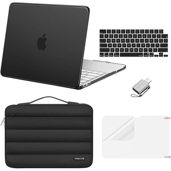 MOSISO Compatible with MacBook Neo Case 13 inch,5-in-1 Set Protective Hard Shell with Puffy Sleeve Bag