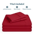thumbnail image 3 of Bare Home Premium 1800 Collection 5-Piece Bed Sheet Set, Split King, Red, 3 of 11