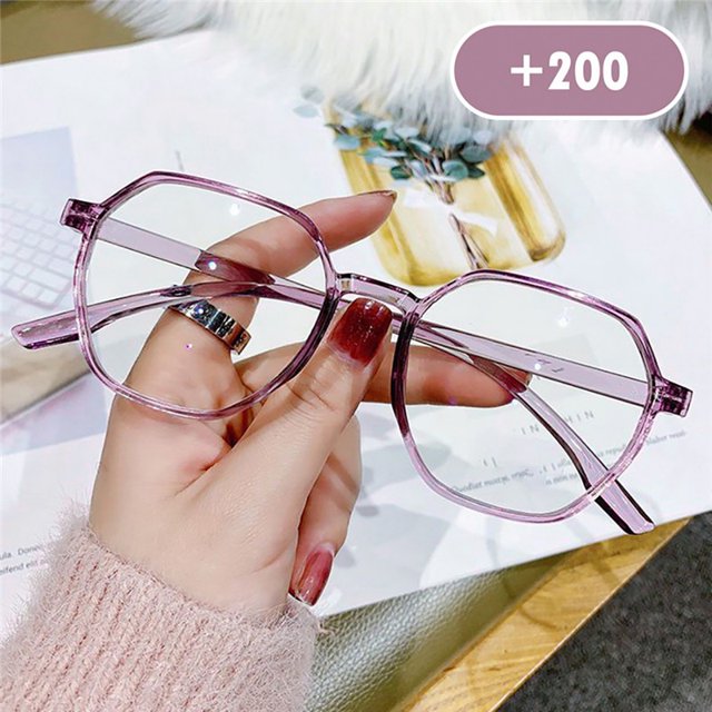 Gafas De Lectura Para Mujer Moda Polígono Para Presbicia Grado 0 A + 3.0