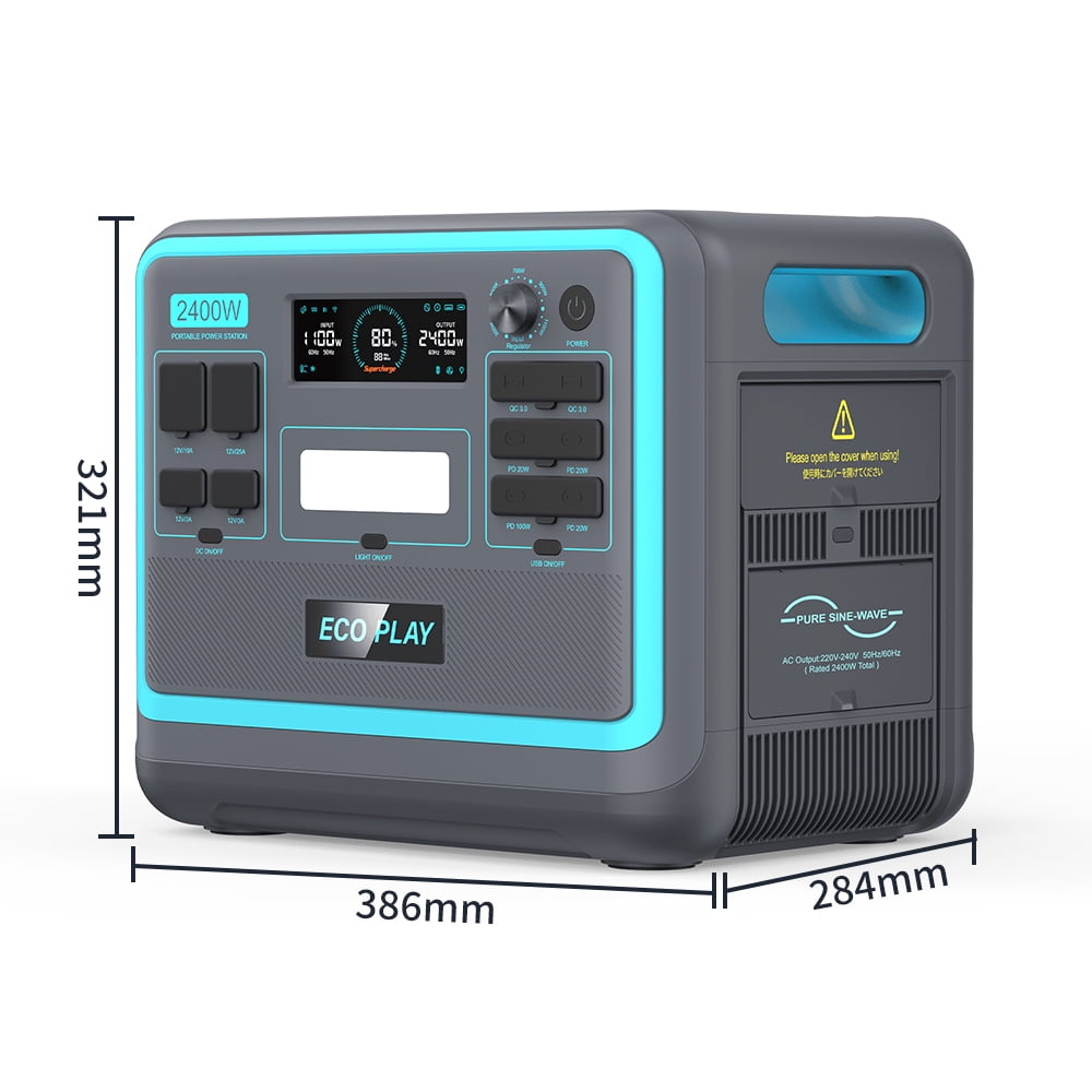 Eco Play 2400W Portable Power Station with 400W Solar Panel