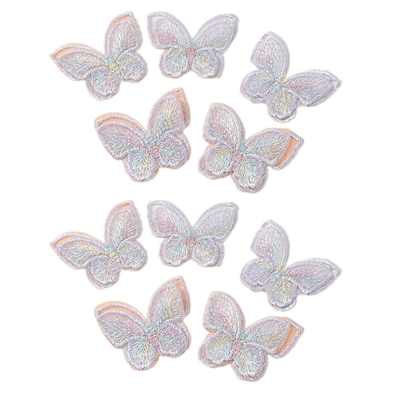 Cooll 10pcs Butterfly Appliques Exquisite Handicraft Double Layers DIY Embroidery Butterfly Patches Craft Flower Accessories, Purple