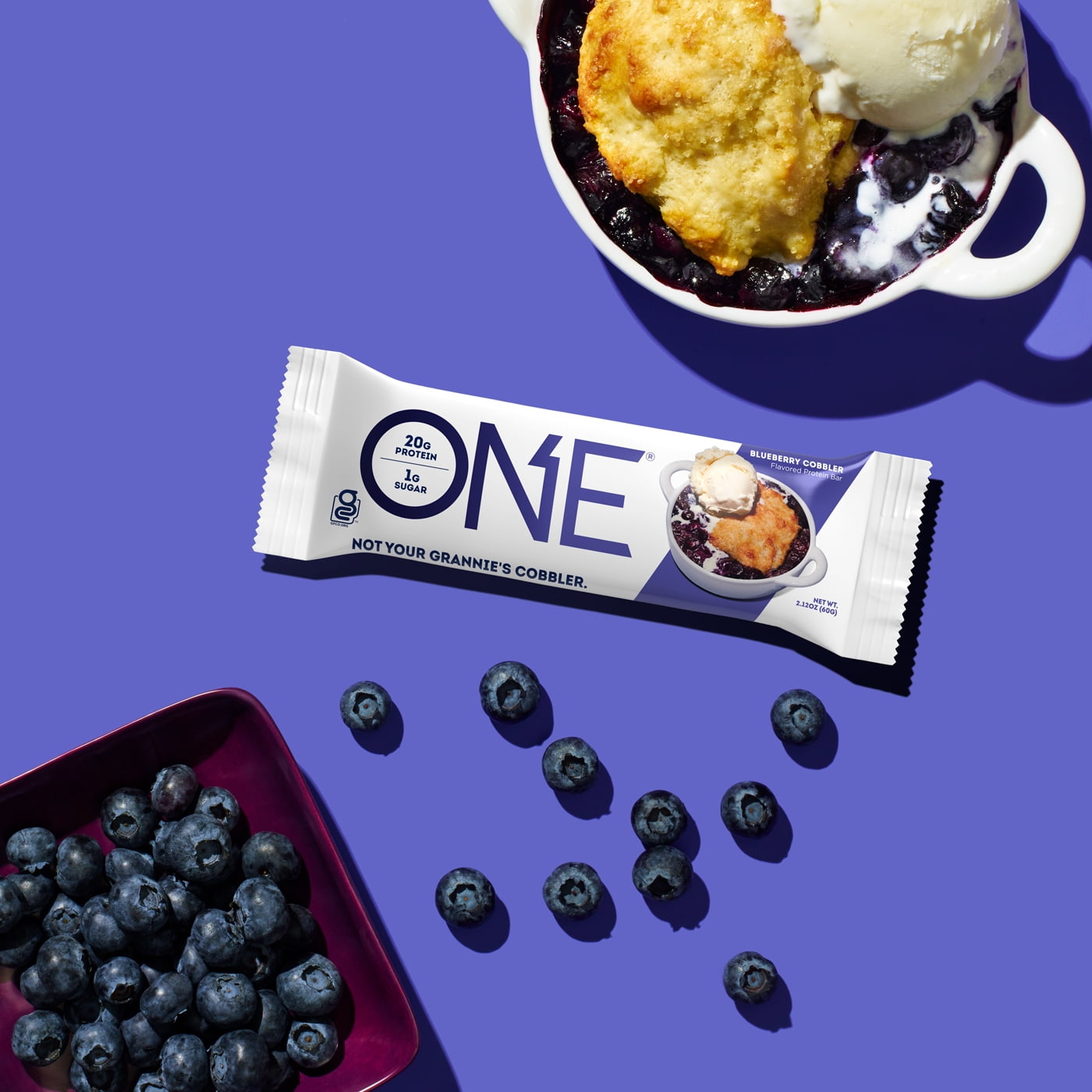 ONE Brands Protein Supplement Bar, Blueberry Cobbler, 20g Protein, 12 Count