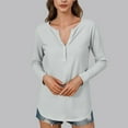 thumbnail image 2 of BLVB Long Sleeve Shirts for Women Casual Henley V Neck Fall Tunic Tops Button Blouse Dressy Loose T-Shirts, 2 of 6