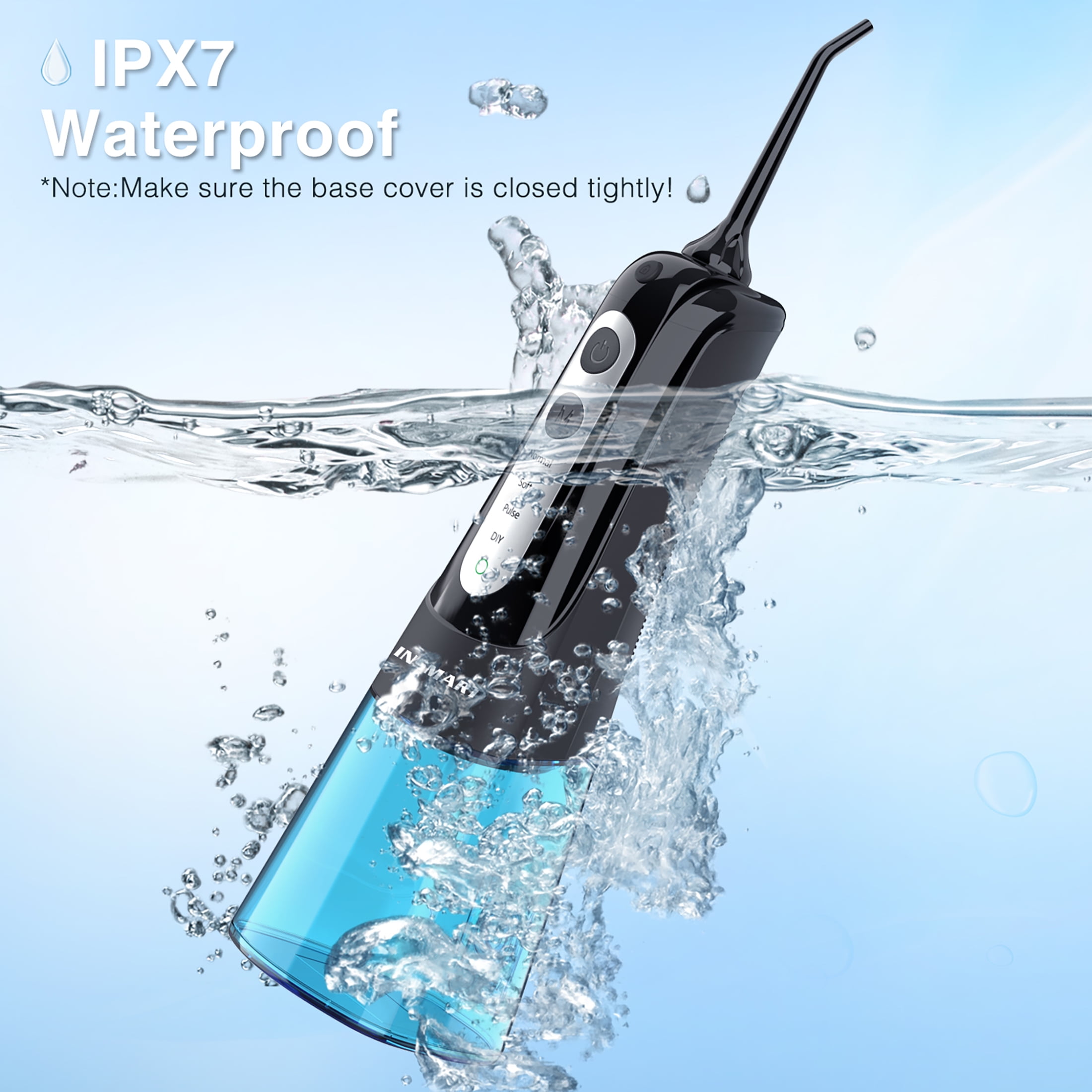 Cordless Water Flosser Dental Teeth Cleaner, INSMART Professional 300ML Tank DIY Mode USB Rechargeable Dental Oral Irrigator for Home and Travel, IPX7 Waterproof 4 Modes Irrigate for Oral Care