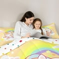 thumbnail image 5 of Feelyou Dreamy Unicorn Child Full Size Comforter Sets, Cartoon Stars Rainbow Bedding Comforter Set, Cute Yellow Horse Animal Reversible Bedding Sets, Breathable Home Decor, 3 Pieces, 5 of 8