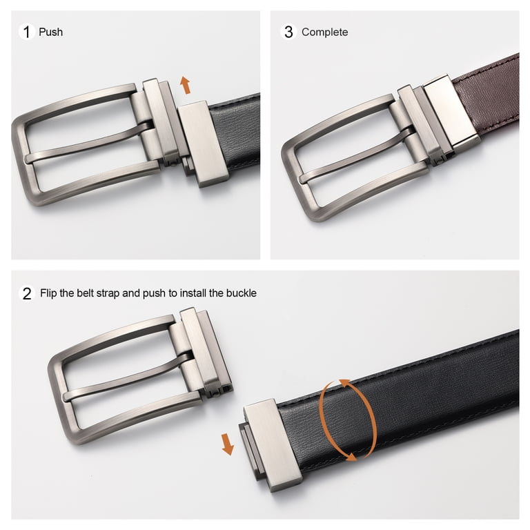 Reversible Leather Belt, Adjustable Buckle, Size Large, Premium Accessory beltox fine Men main image 3