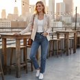 thumbnail image 6 of Sorvello Women’s Short Faux Suede Jacket Tailored Fit Notch Lapel Button Closure Structured Coat White M, 6 of 6