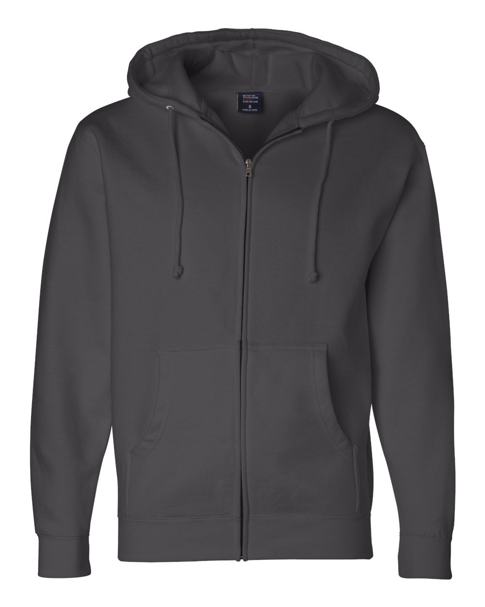 ITC IND4000Z Men's Full-Zip Hooded Sweatshirt - Solid Charcoal - Small ...