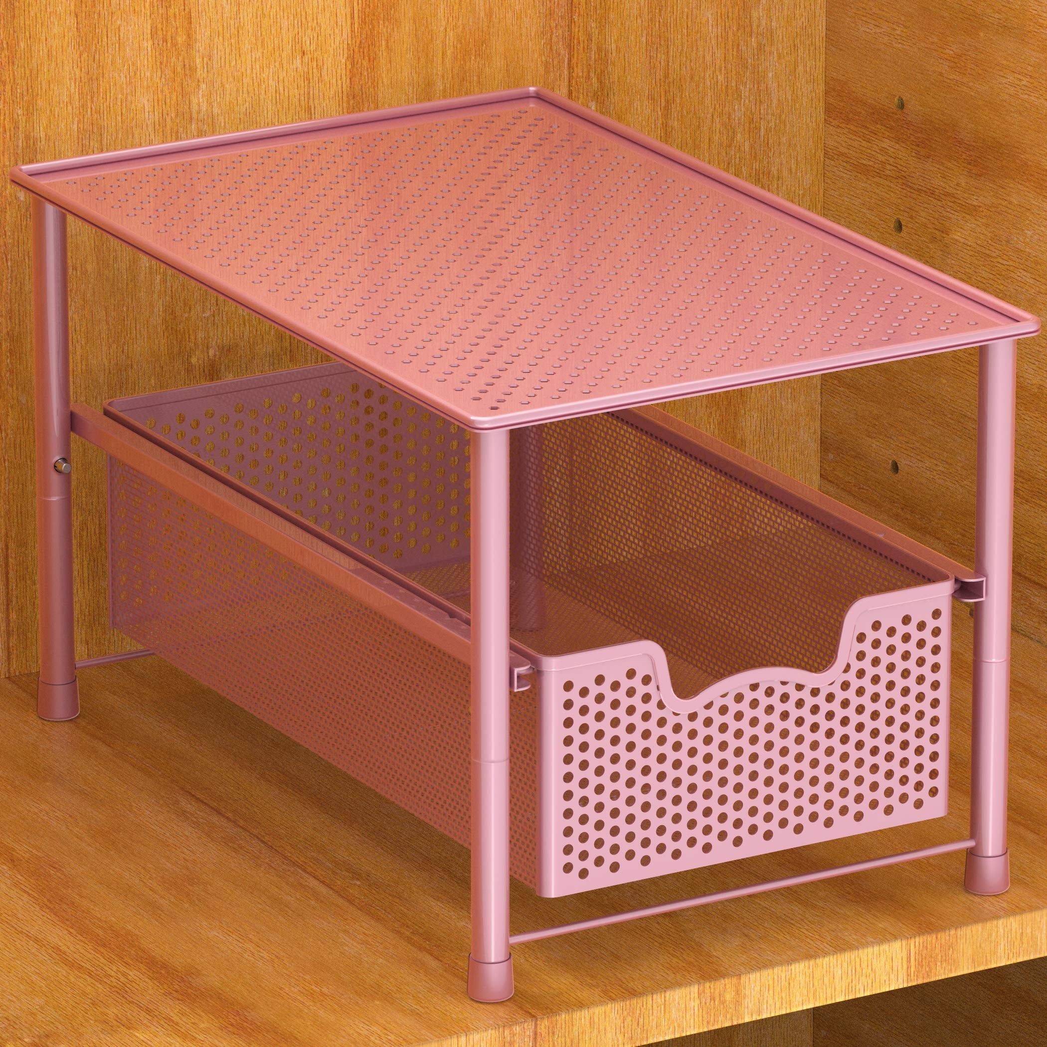 Stackable Under Sink Cabinet Organizer Drawer Sliding Basket Storage White Durable Space Saver