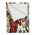 thumbnail image 2 of Ethnic Soft Flannel Fleece Throw Blanket, Mexican Folkloric Flourish Ornamental Animal Sugar Skull with Flowers Bohemian, Cozy Plush for Indoor and Outdoor Use, 50" x 60", Multicolor, by Ambesonne, 2 of 5