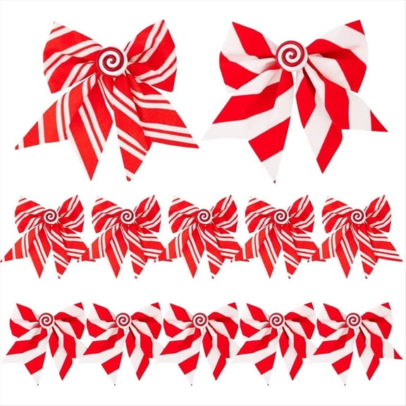 Christmas Bows 12 Pieces Red and White Festive Decorations Christmas Bows Decorations for Garland Outdoor Wedding Party,12* Christmas Bows