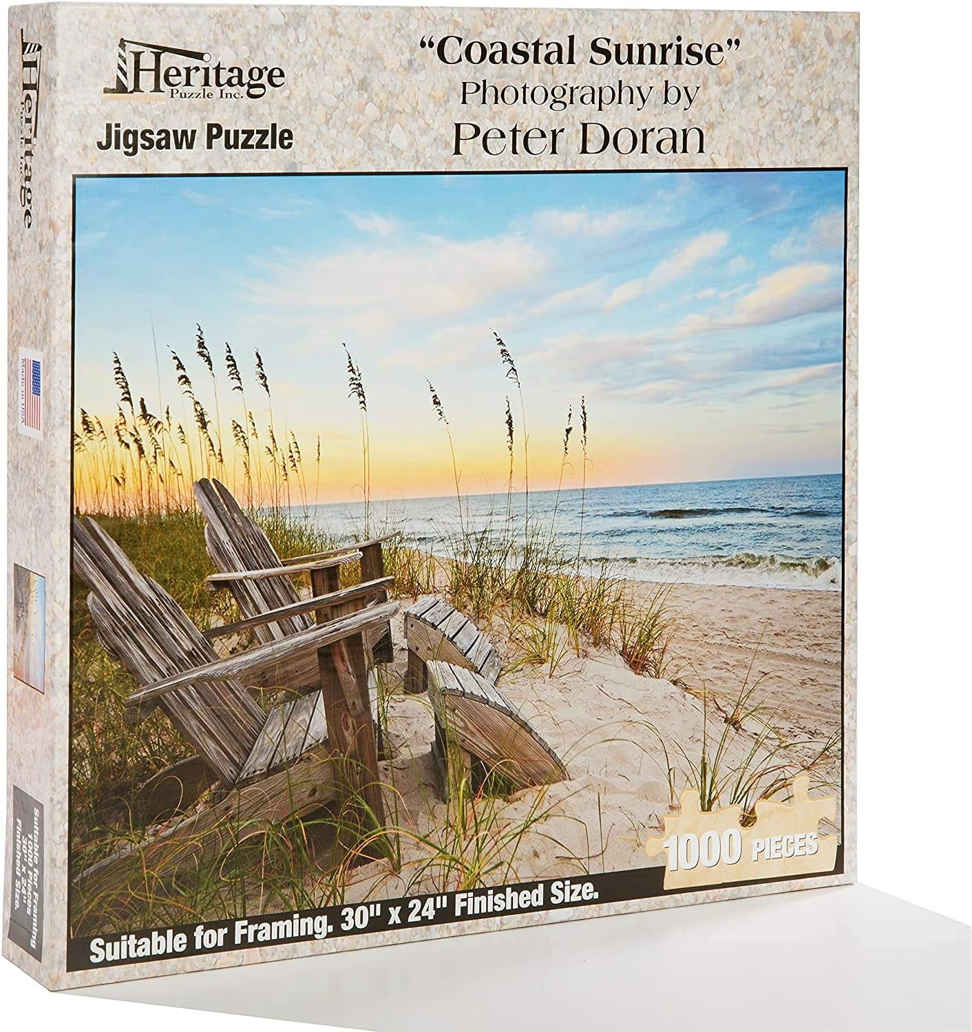Heritage Puzzle Coastal Sunrise by Peter Doran Jigsaw Puzzle 1000 Pieces - Beach Puzzles for Adults 1000 Piece Jigsaw Puzzle Beach - Ocean Puzzles for Adults 1000 Piece - Beach Theme Jigsaw Puzzles